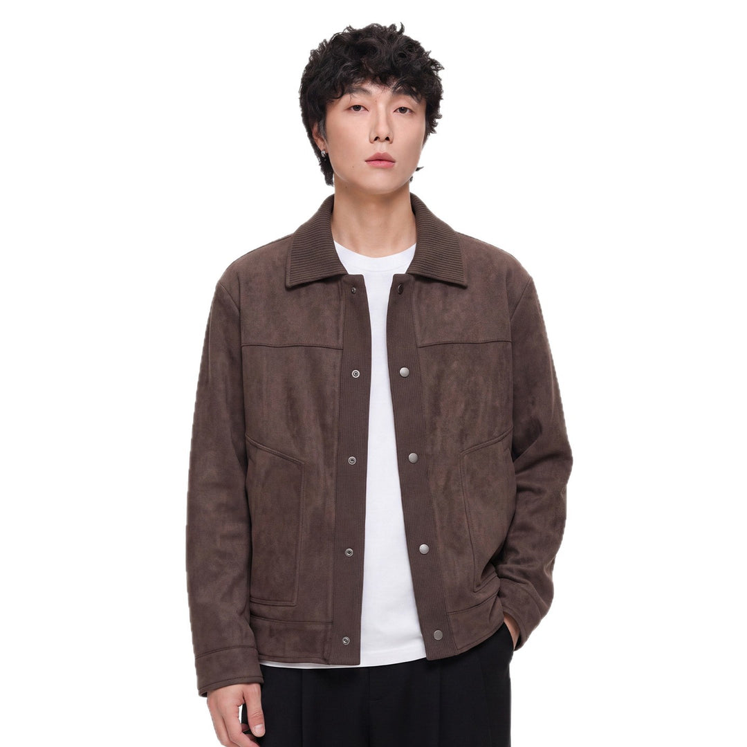 Herren Overshirt-Jacke im Wildlederlook mit Rippkragen und Druckknopfleiste Shop Nory