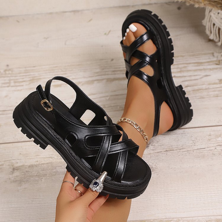 Damen komfortable Riemensandalen mit modischer Schnallenverzierung