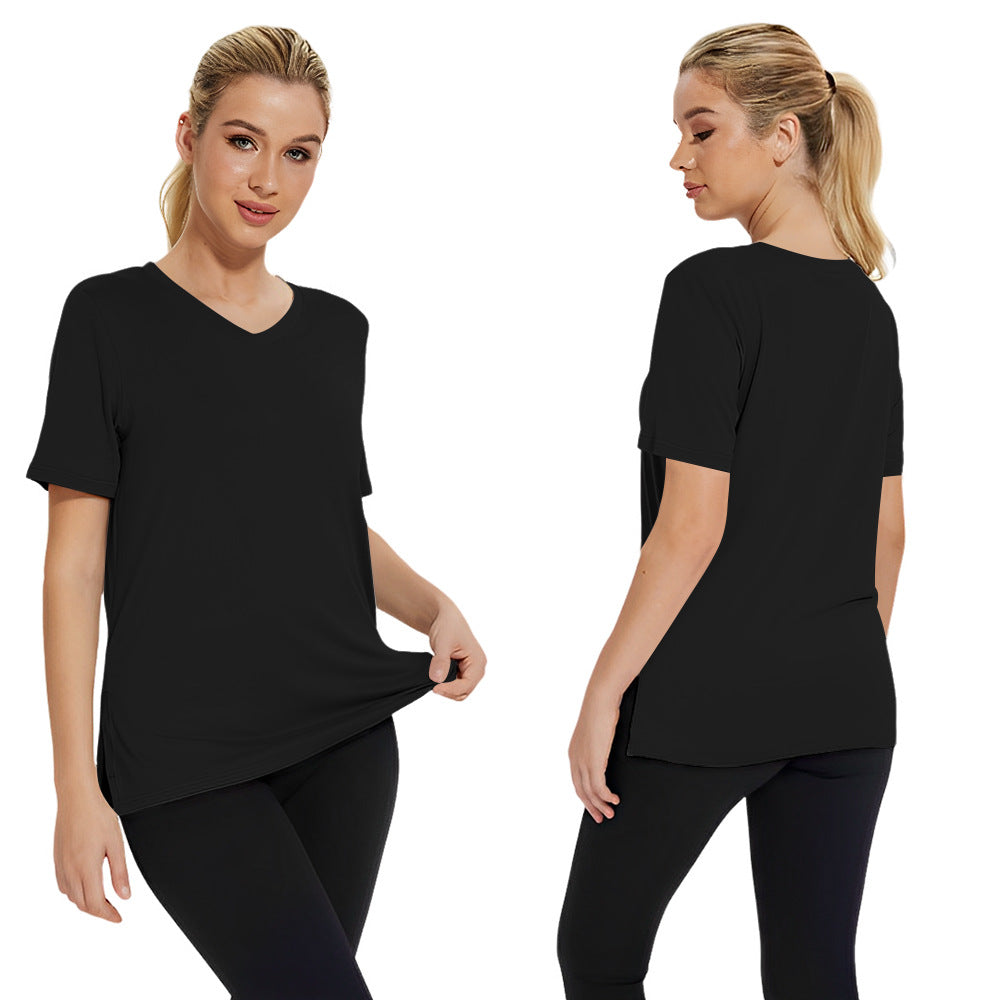 Damen Funktionales V-Ausschnitt Sportshirt mit atmungsaktiver Technologie Shopnory
