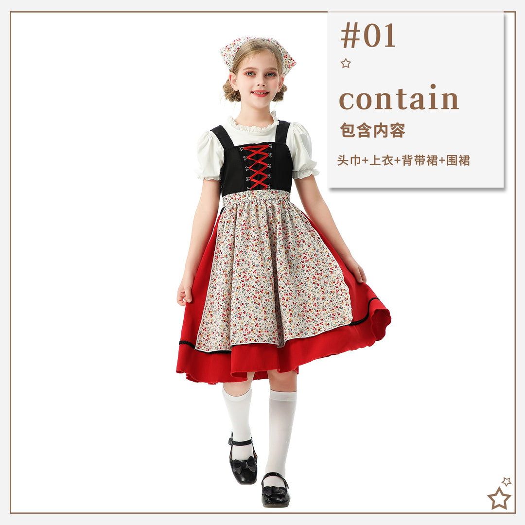 Damen nan traditionelles Kinderdirndl mit Schürze und Kopftuch Shop Nory