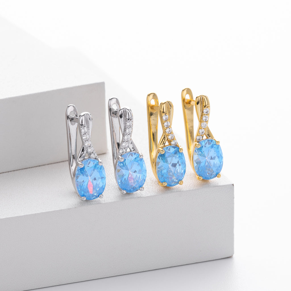 Damen Ohrhänger mit elegantem ovalen Design aus 925 Sterlingsilber und funkelnden Zirkonen Shop Nory
