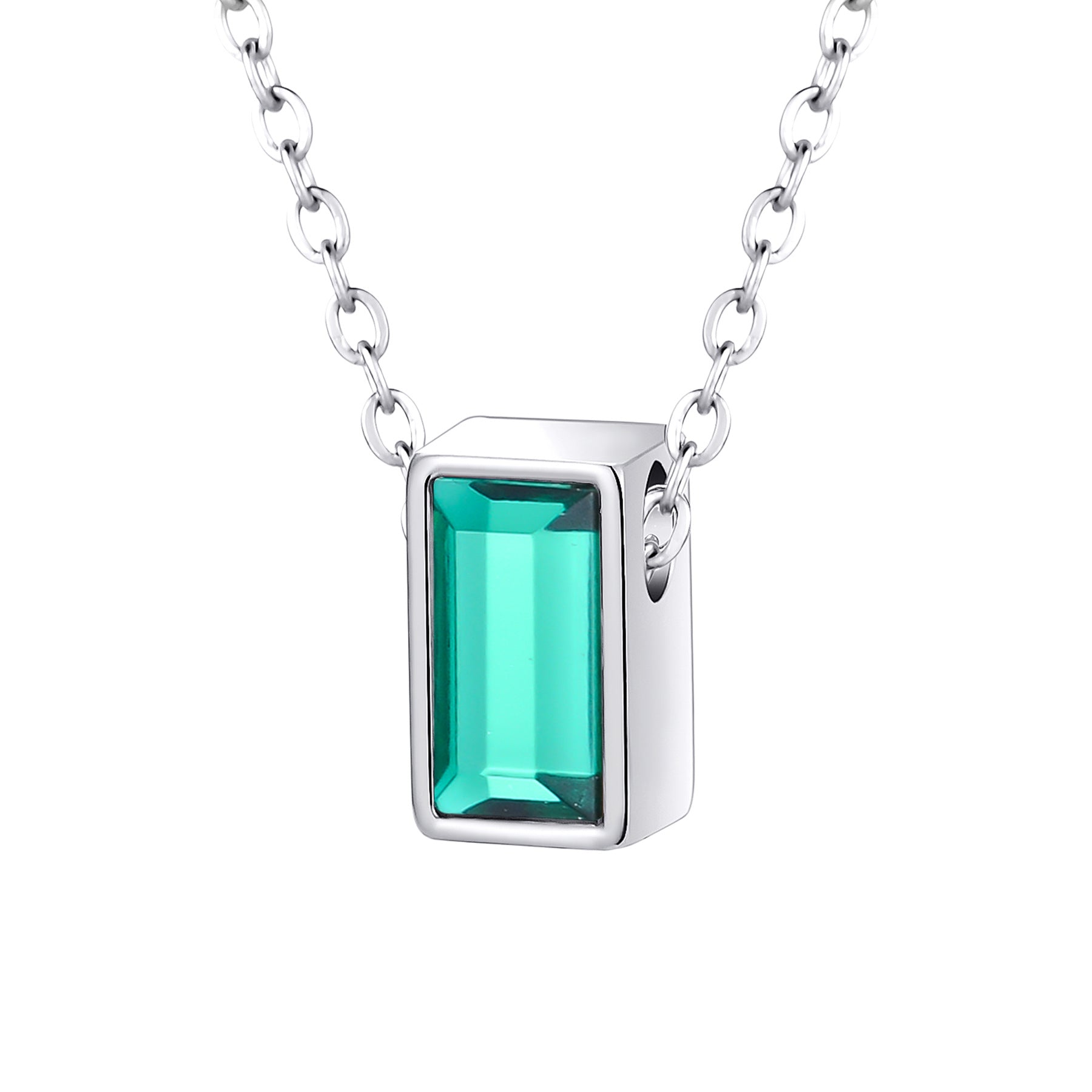 Damen Halskette mit elegantem rechteckigem Anhänger und funkelndem Stein Shop Nory