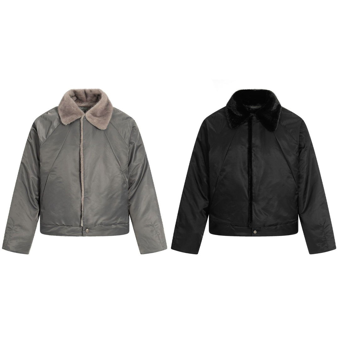 Damen Kurz geschnittener gesteppter Blouson mit Webpelzkragen Shop Nory