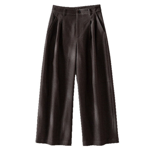 Damen Hochtaillierte weite Culotte-Stoffhose mit Bundfalten Shop Nory