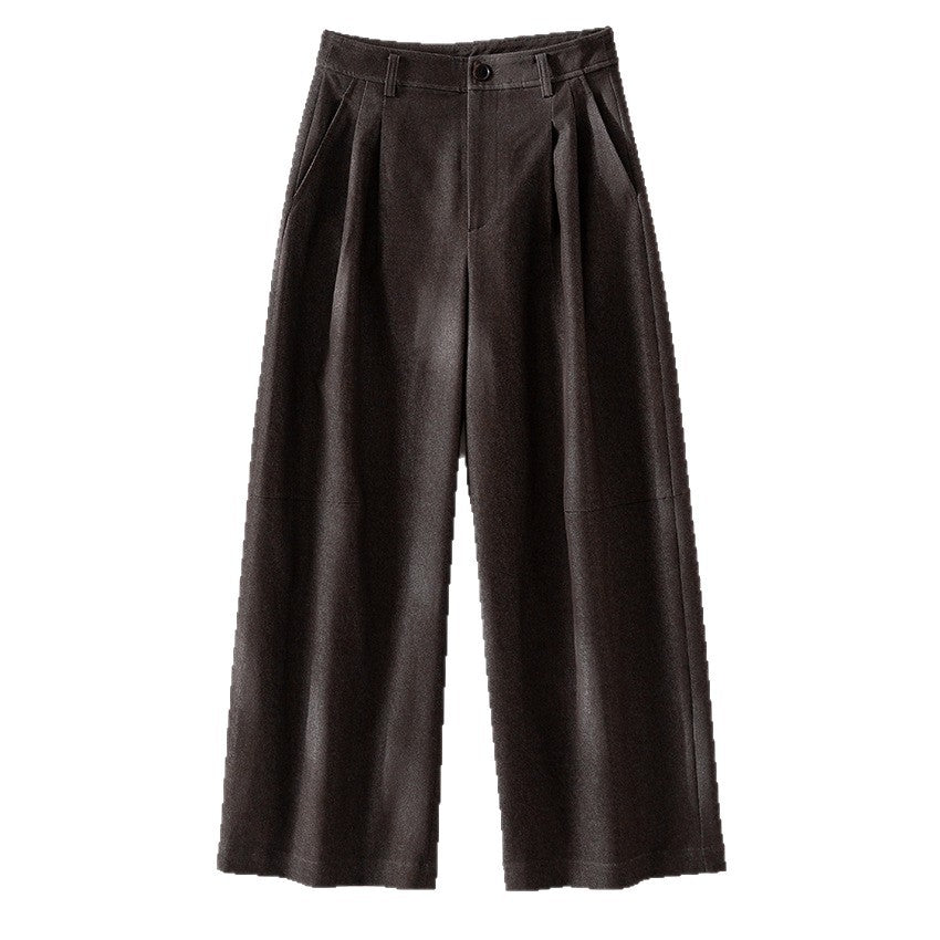 Damen Weite Faltenhose mit hoher Taille und Cropped-Schnitt Shop Nory