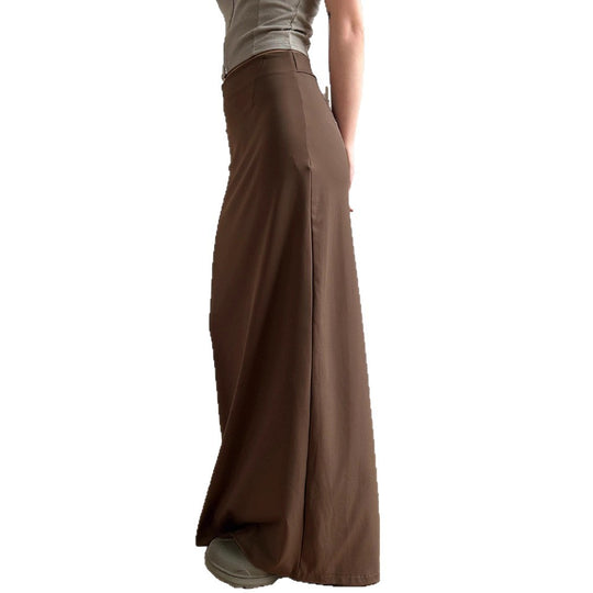 Damen nan taillierter Maxirock mit hohem Bund, geradem Fall und seitlichem Schlitz Shop Nory