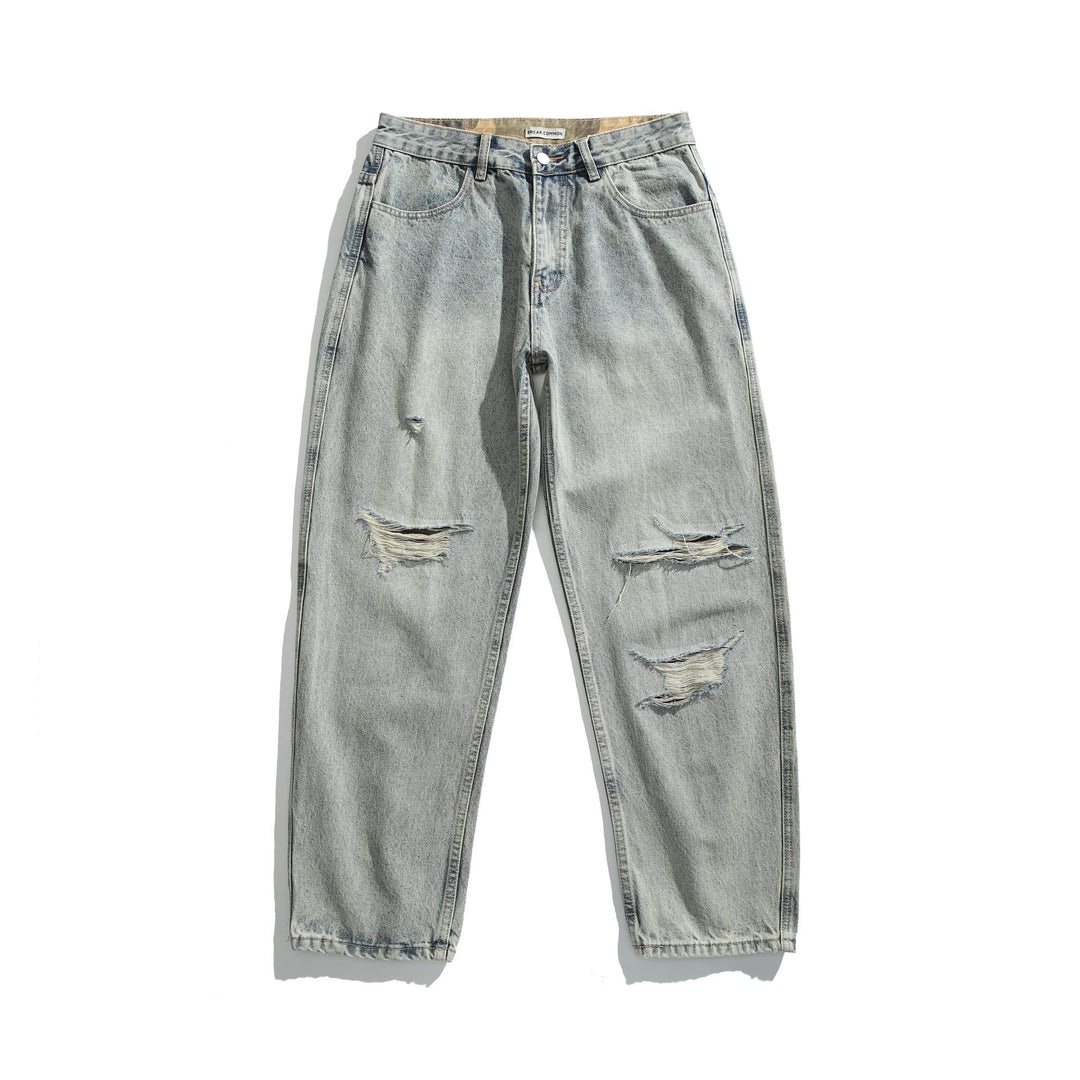 Damen High‑Waist Relaxed-Jeans mit Distressed-Details und tailliertem Knöchelabschluss Shop Nory
