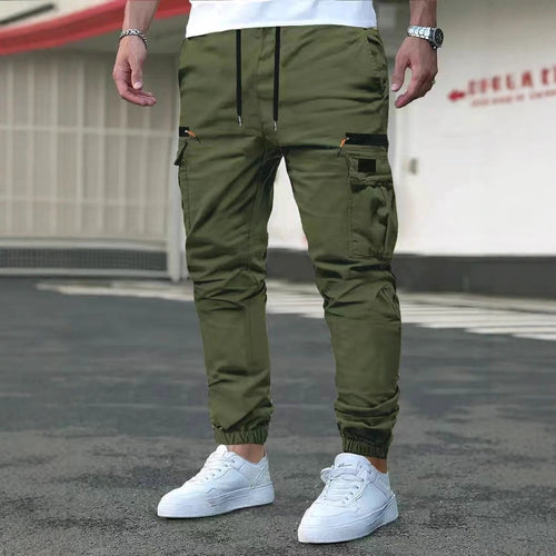 Herren Tapered Cargo-Jogginghose mit Tunnelzugbund, Reißverschlusstaschen & elastischen Bündchen Shop Nory