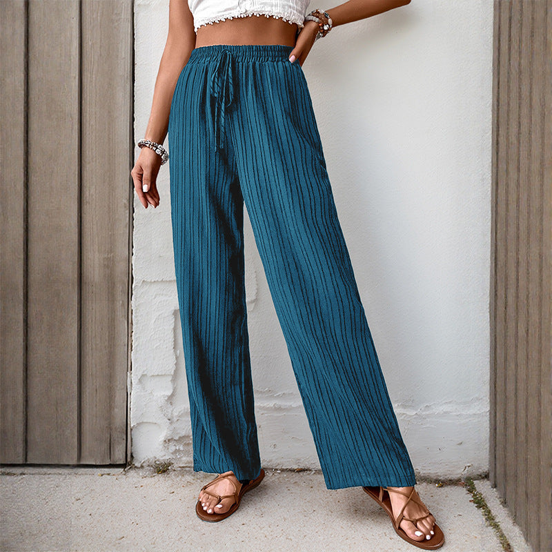 Damen Weite Sommerhose aus leichtem Crinkle‑Stoff mit elastischem Bund und Tunnelzug Shop Nory