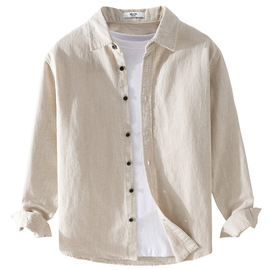 Herren Relaxed-Fit Leinenhemd mit durchgehender Knopfleiste und Hemdkragen Shop Nory