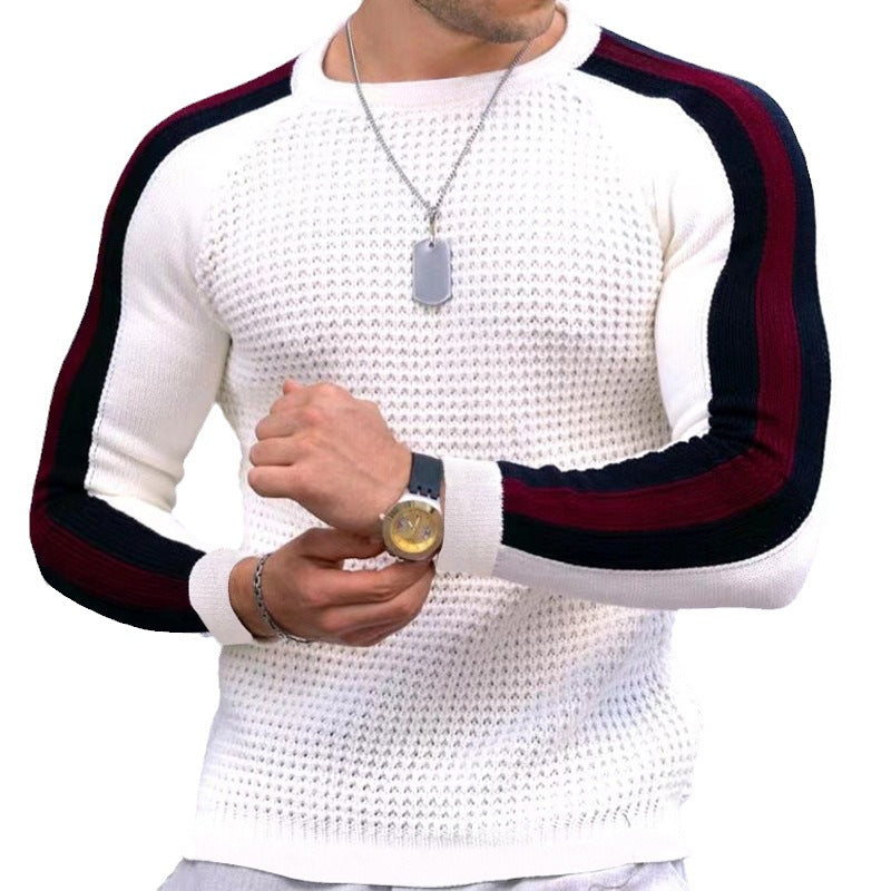 Herren Strukturstrick-Pullover mit Raglanärmeln und Kontraststreifen Shop Nory