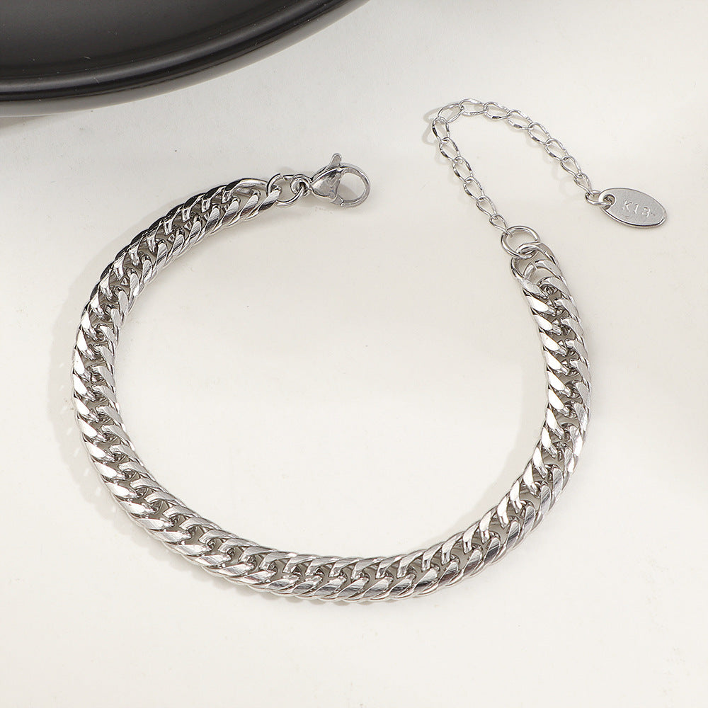 Damen Chunky Edelstahlarmband mit modernem Kettenmuster Shop Nory