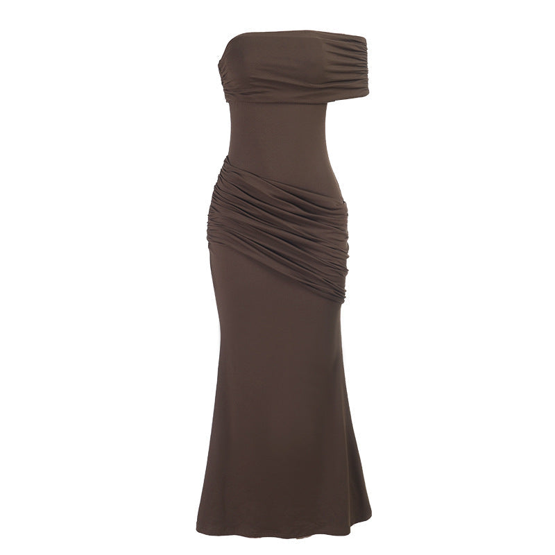 Damen Off-Shoulder Maxikleid mit eleganter Drapierung Shopnory