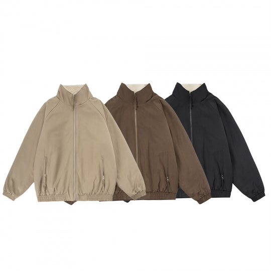 Herren Oversize-Zip-Jacke mit Stehkragen, Teddy-Fleece-Futter und elastischem Saum Shop Nory