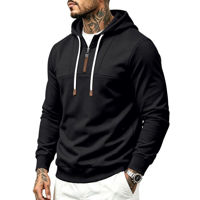 Herren Moderner Halbzip-Hoodie aus French Terry mit Zierriegel und Kordelzug Shop Nory