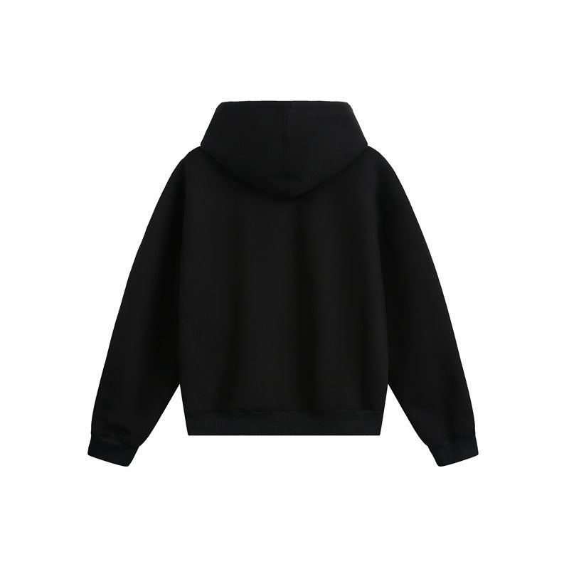 Unisex Oversize Kapuzen-Zipjacke mit Zwei-Wege-Reißverschluss und Statement-Print Shop Nory