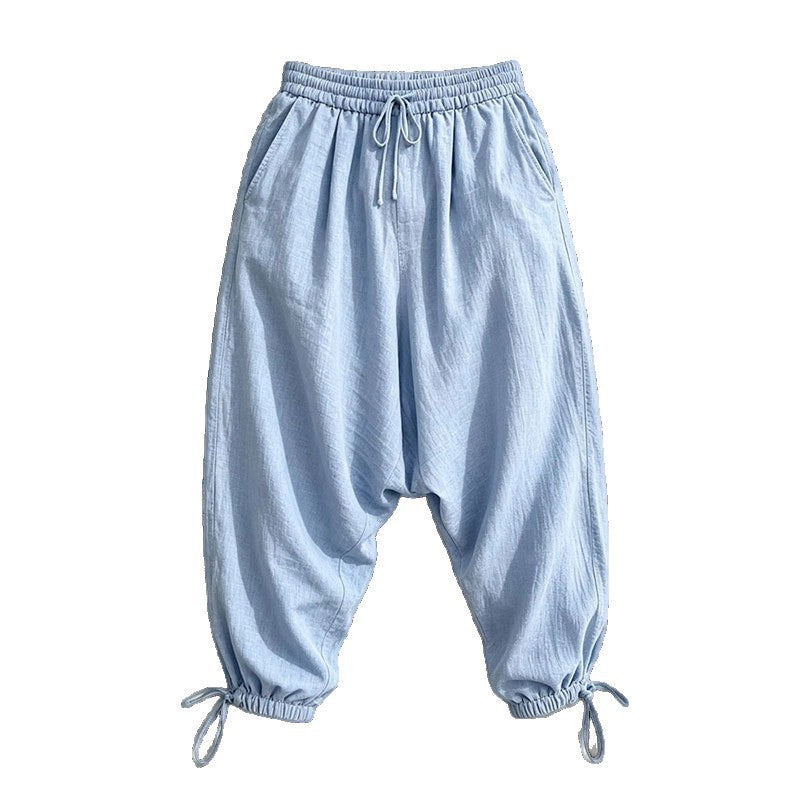 Herren Lockerer Leinen-Haremshose mit elastischem Bund und verstellbaren Fußbündchen Shop Nory
