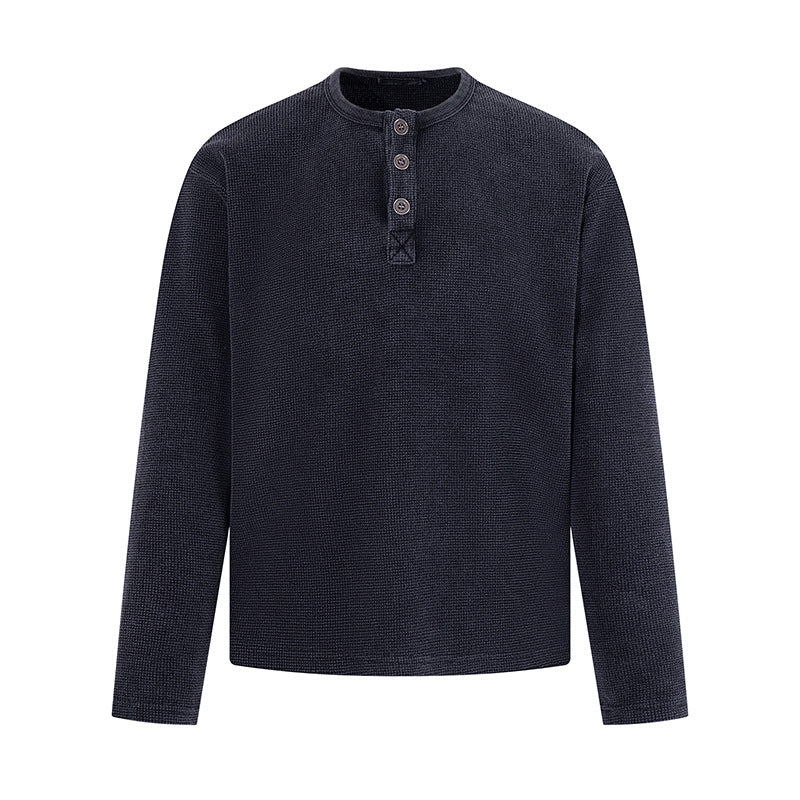 Herren Waffelstrick-Henleyshirt mit Knopfleiste und lässigem Regular-Fit Shop Nory