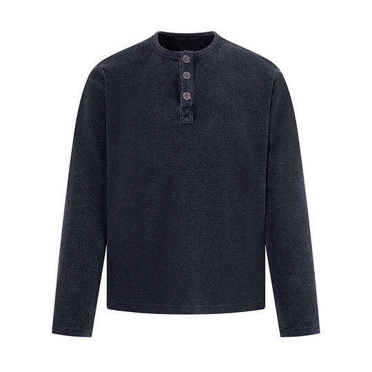 Herren Waffelstrick-Henleyshirt mit Knopfleiste und lässigem Regular-Fit Shop Nory