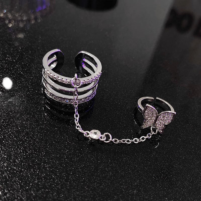 Damen modischer Ring mit funkelndem Schmetterlingsdesign Shop Nory