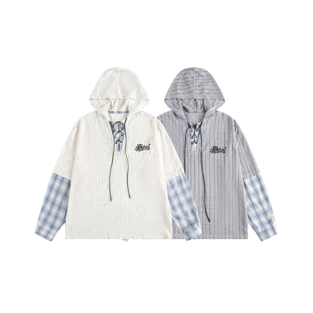 Unisex Lässiger Kapuzenpullover im Layering-Look mit Schnür‑V‑Ausschnitt Shop Nory