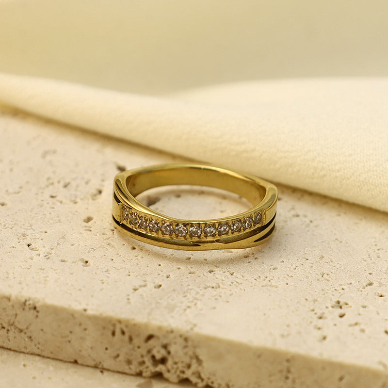 Damen Eleganter Zirkonia Ring mit geschwungenem Design Shop Nory