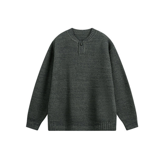 Unisex Strukturierter Strickpullover mit Henley-Knopfleiste Shop Nory