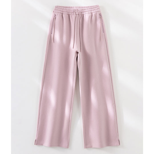 Damen weite French‑Terry Lounge-Sweatpant mit hohem Bund, Kordelzug und seitlichen Schlitzen Shop Nory