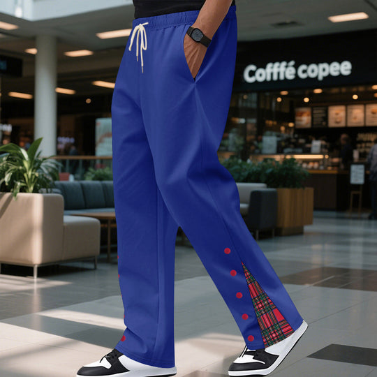 Herren nan lockere Jogginghose mit Tunnelzugbund, Druckknopf-Seitenschlitzen und kariertem Innenfutter Shop Nory