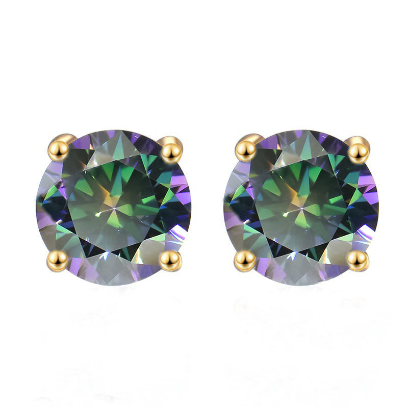 Damen Ohrringe mit funkelnden blauen Kristallen und elegantem goldenen Rahmen Shop Nory