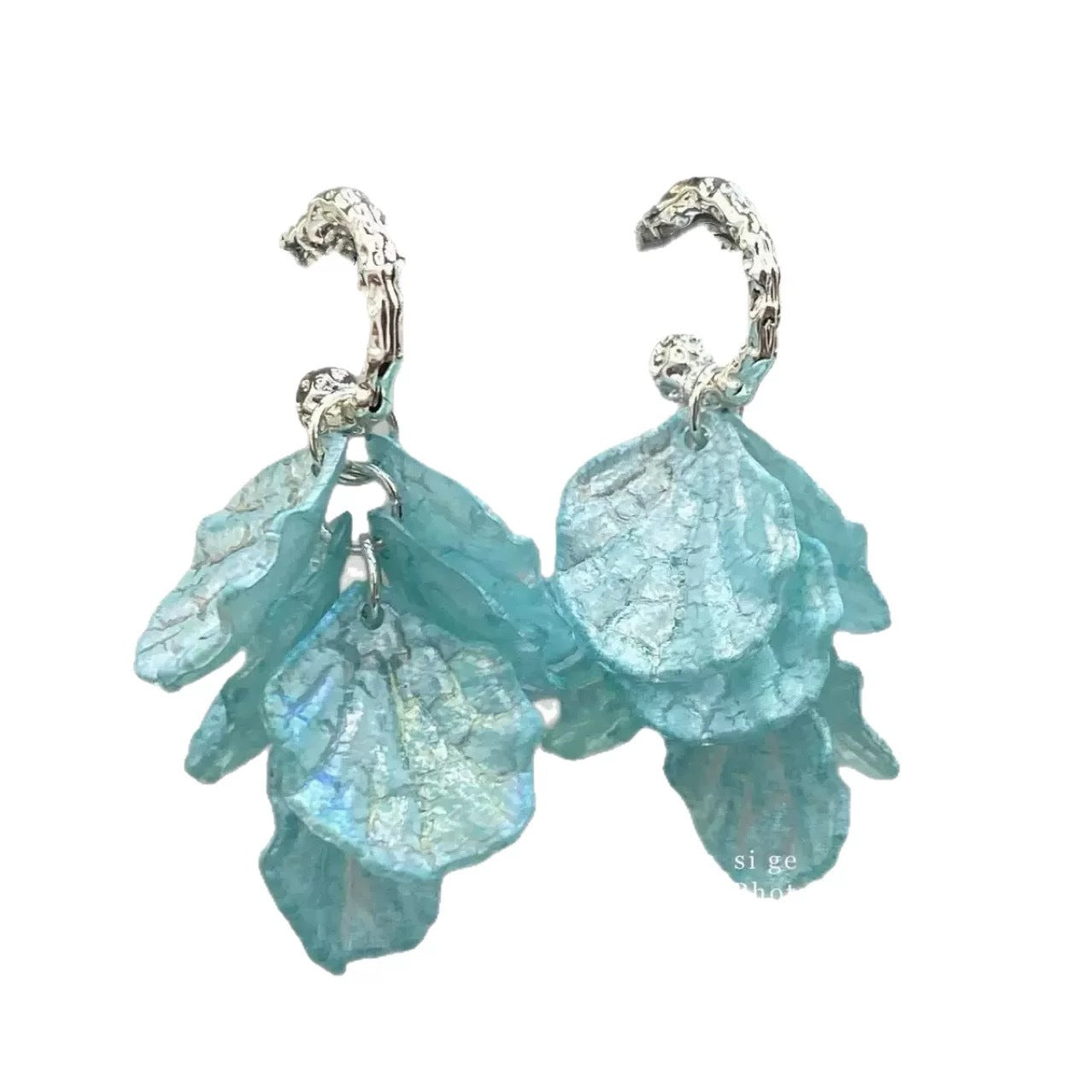 Damen Ohrhänger mit filigranem Blattdesign aus transparentem Material Shop Nory