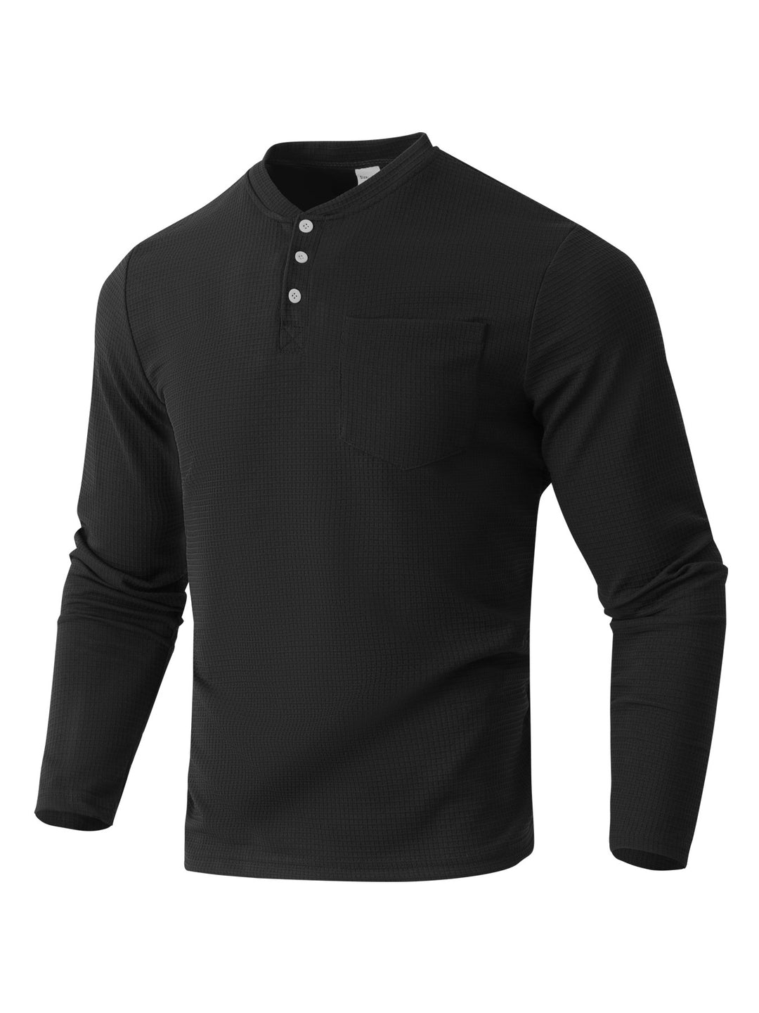Herren Langarm Henley mit Waffelstruktur und Brusttasche thermisches Langarmshirt Shop Nory
