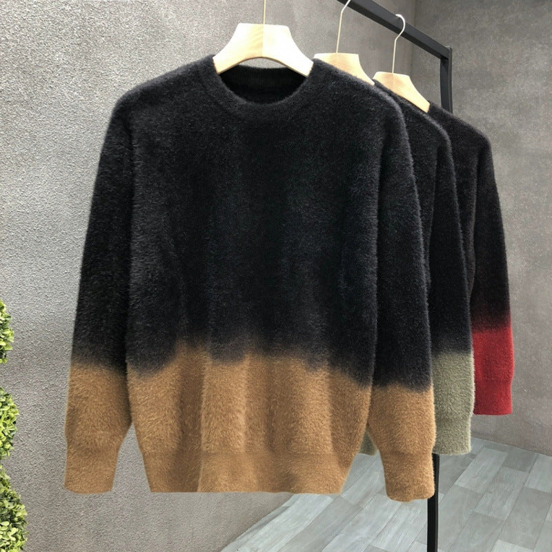 Herren Flauschiger Farbverlauf-Pullover aus Mohair-Mix mit Rundhals und geradem Schnitt Shop Nory