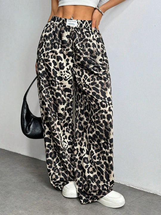Damen Palazzo-Hose mit schickem Leopardenmuster Shopnory