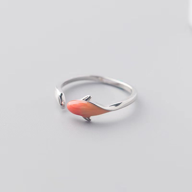 Damenring mit kunstvollem Fisch-Design und funkelndem Stein Shop Nory