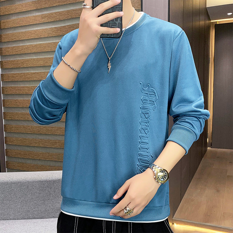 Herren Casual‑Sweatshirt mit seitlicher 3D‑Prägung, Rundhalsausschnitt und Rippbündchen Shop Nory