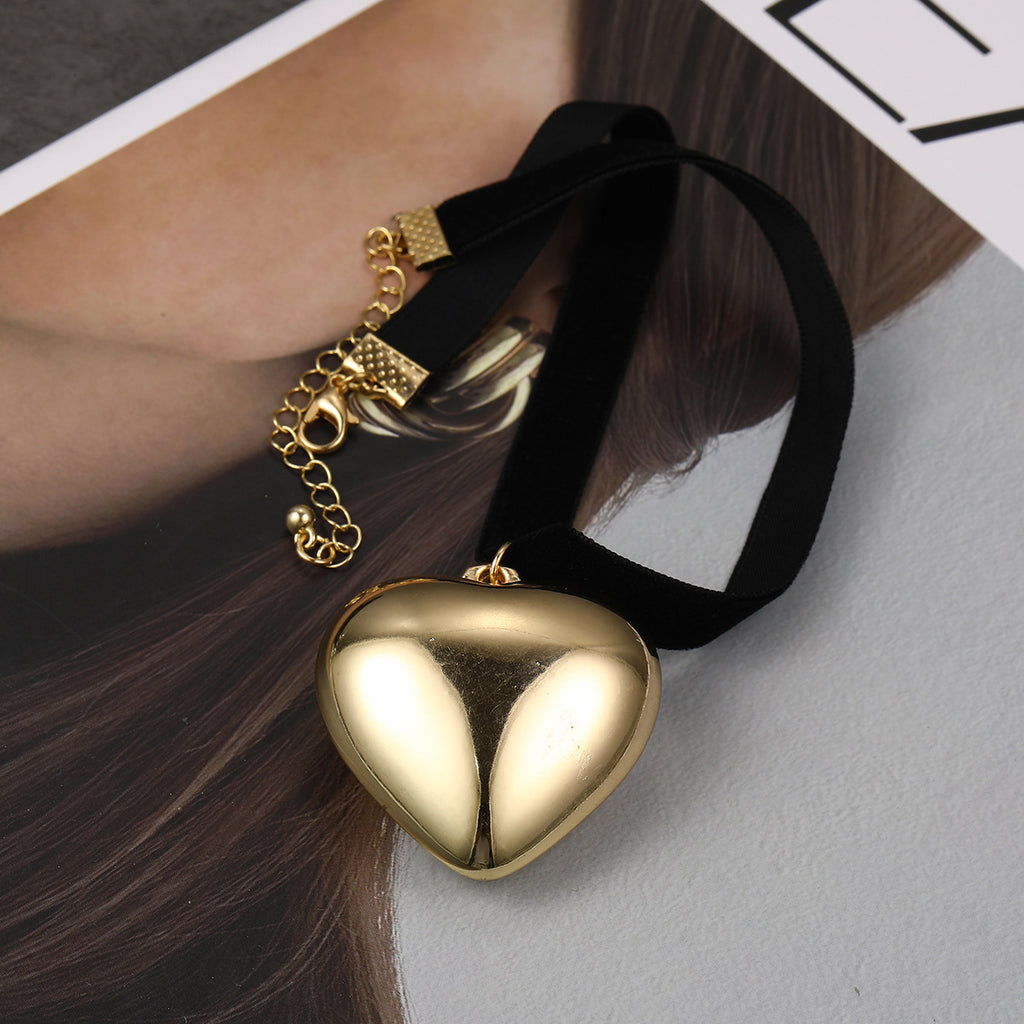 Damen Choker-Halskette mit herzförmigem Anhänger aus hochwertigem Metall Shop Nory