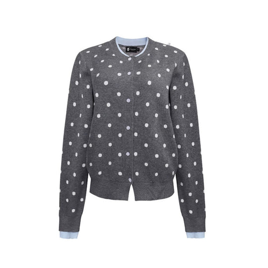 Damen Gepunktete Strickjacke mit Rundhalsausschnitt, Knopfleiste und Layering‑Optik Shop Nory
