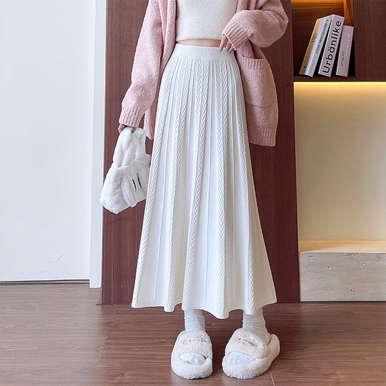 Damen Plissierter Maxirock mit schickem Zopfmuster Shop Nory