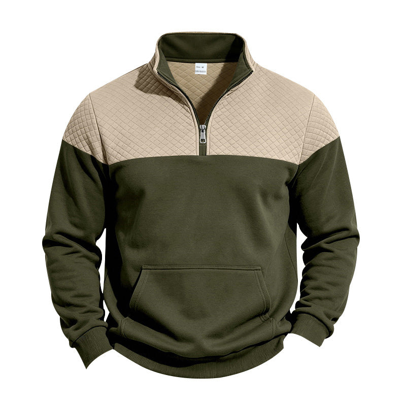 Herren Halbzip-Sweatshirt mit gesteppter Schulterpasse und Kängurutasche Shop Nory