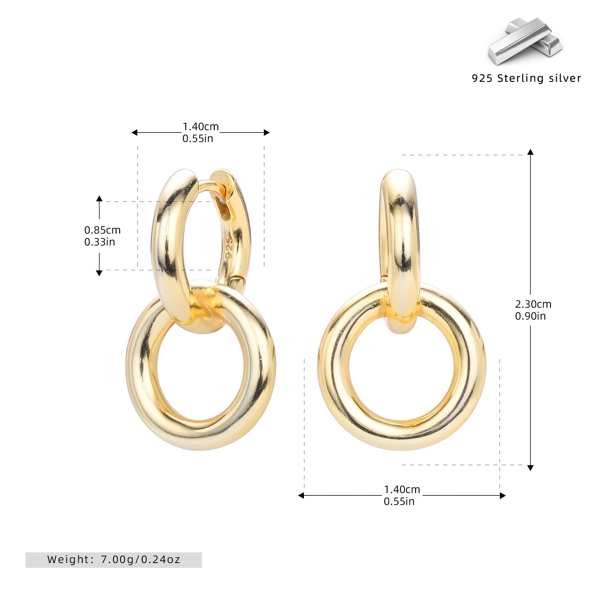 Damen Creolen mit doppeltem Ringdesign aus hochwertigem 925 Sterling Silber Shop Nory