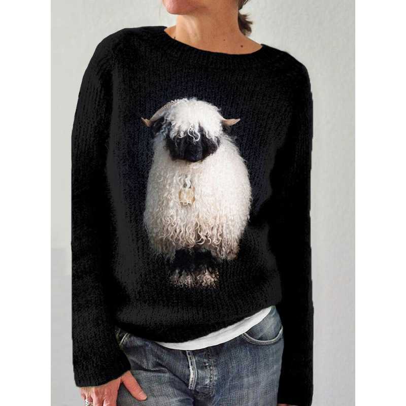Damen nan bestickter Strickpullover mit reliefartiger Blumenstickerei und Rundhalsausschnitt Shop Nory