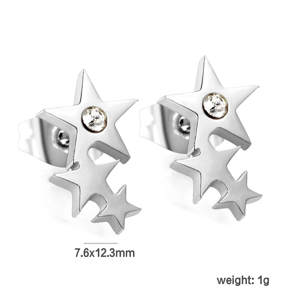 Damen Edelstahl Ohrstecker mit funkelnden Sternen und zarten Kristallakzenten Shop Nory