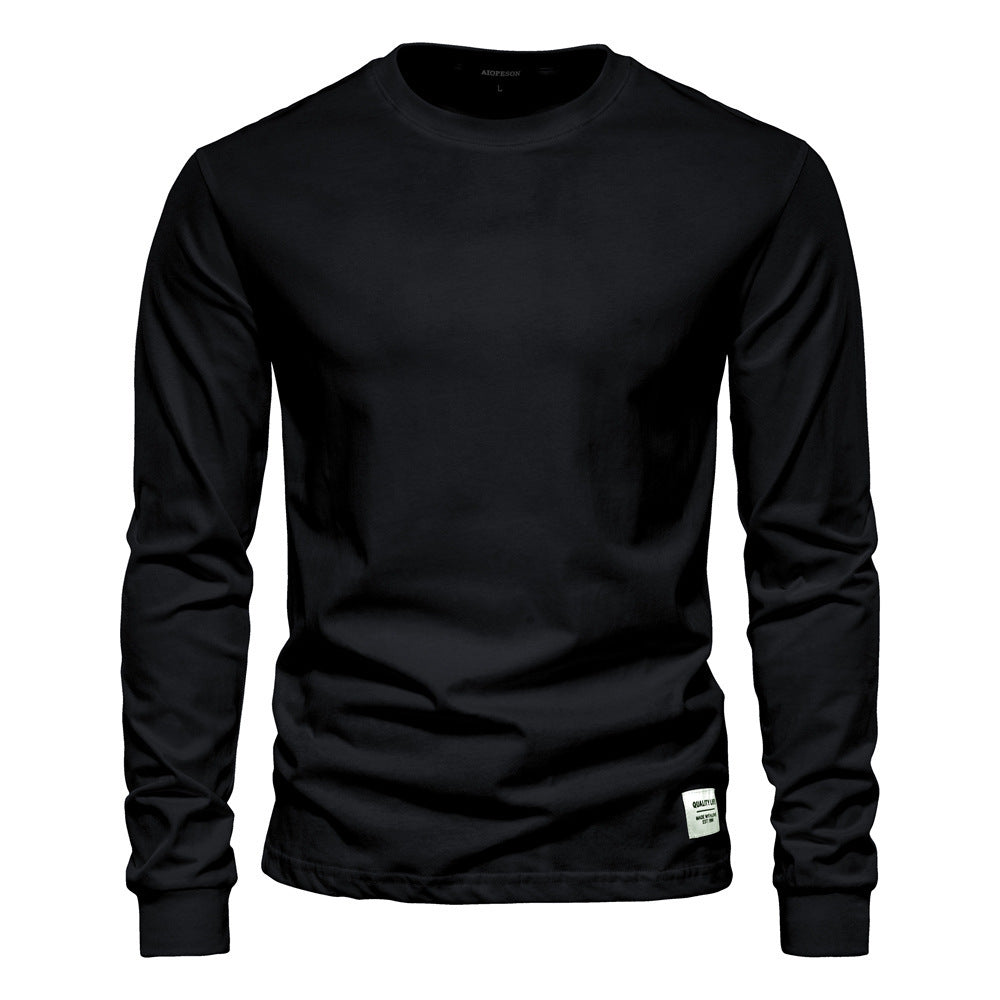 Herren nan klassisches langärmliges Baumwollshirt mit Rundhalsausschnitt und elastischen Bündchen