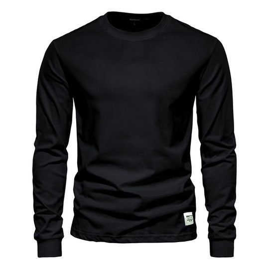 Herren nan klassisches langärmliges Baumwollshirt mit Rundhalsausschnitt und elastischen Bündchen