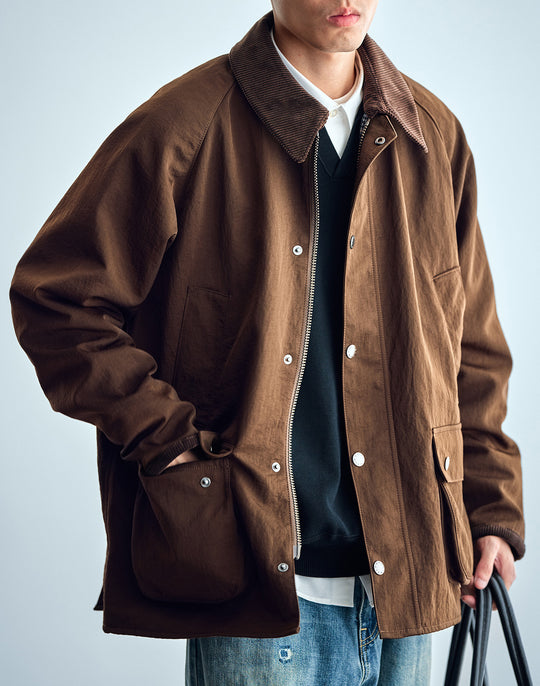 Herren Utility-Fieldjacke aus gewachstem Baumwollmix mit Cordkragen Shop Nory