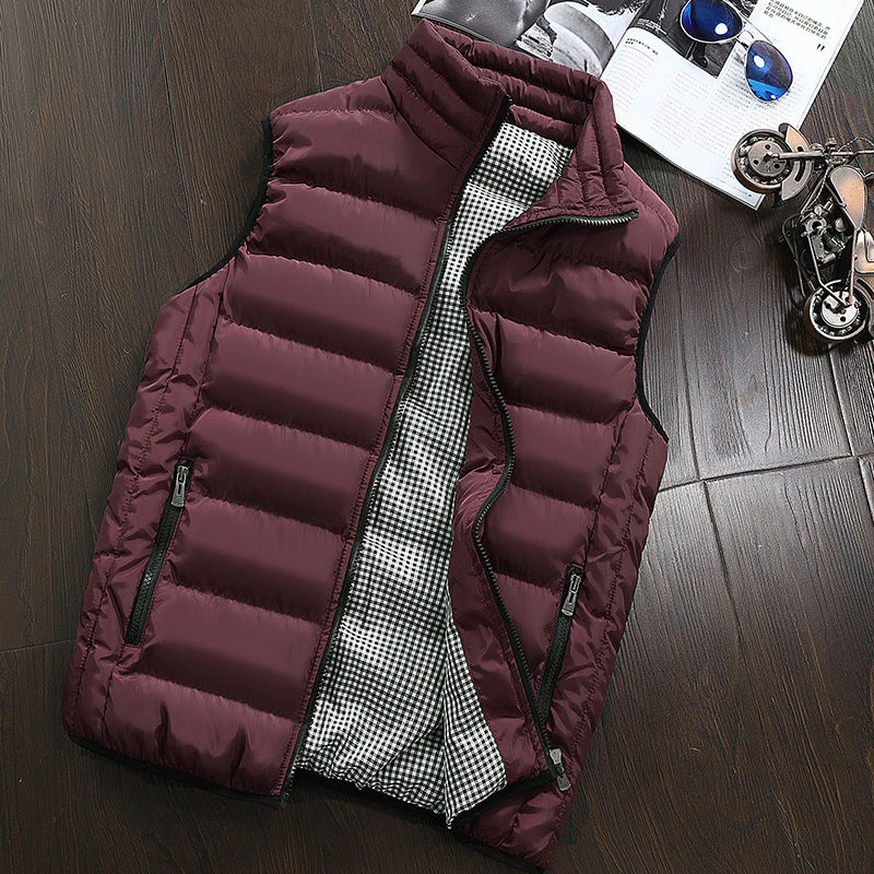 Herren Ärmellose Leichte Steppweste mit Thermofütterung, Stehkragen und kariertem Innenfutter Shop Nory
