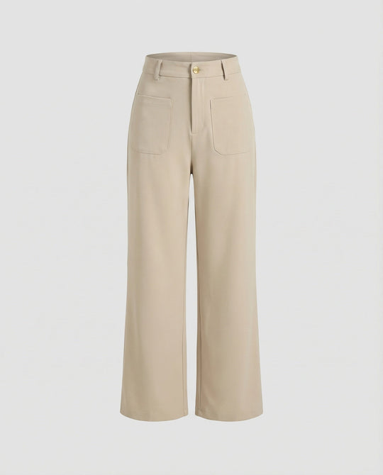 Damen Weite Stoffhose Damen mit Taschen