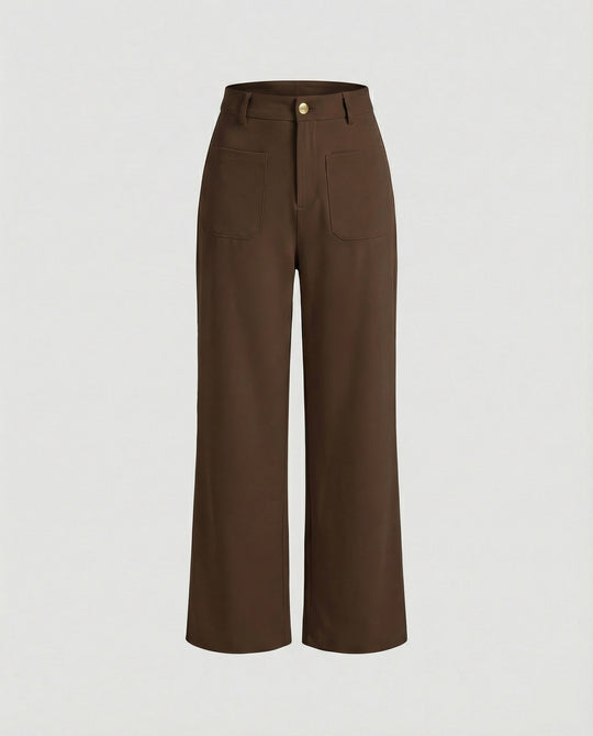 Damen Weite Stoffhose Damen mit Taschen