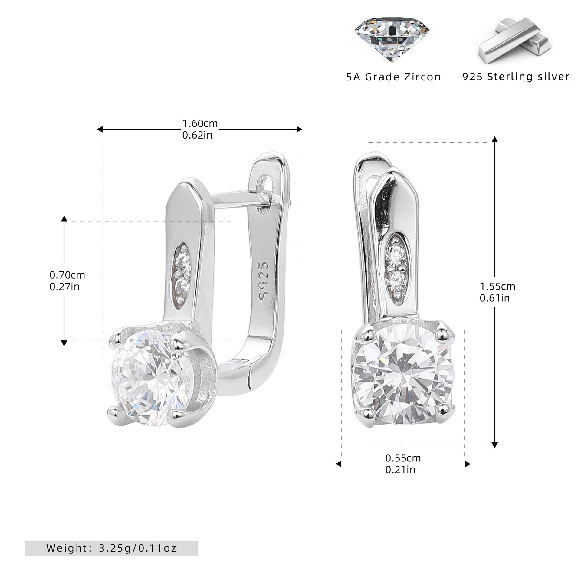 Damen Ohrhänger mit funkelnden Zirkonsteinen und hochwertigem 925 Sterlingsilber Shop Nory